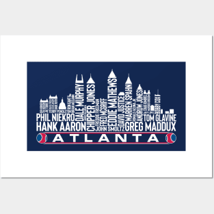 Atlanta Baseball Team All Time Legends, Atlanta City Skyline Posters and Art